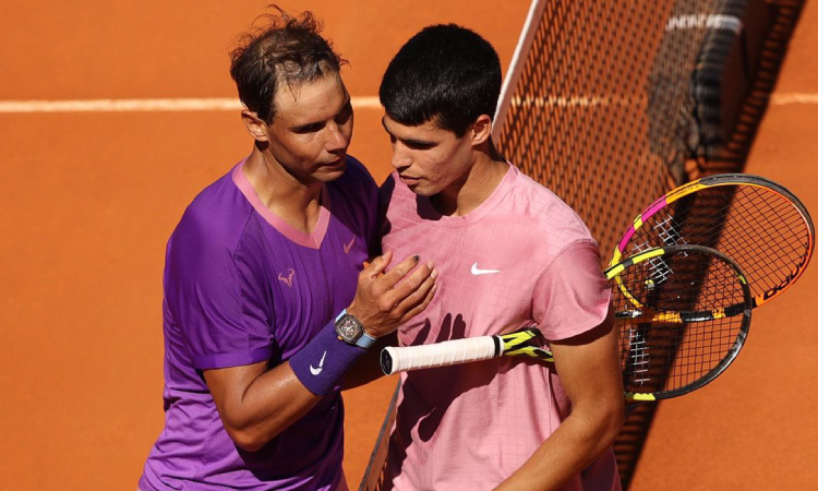 Rafael Nadal y Carlos Alcaraz, tenistas que representan a España