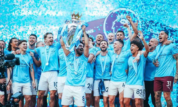 Celebración del Manchester City tras el título de Premier League 2022/23