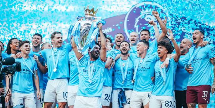 Celebración Manchester City por título de Premier League 2022/23