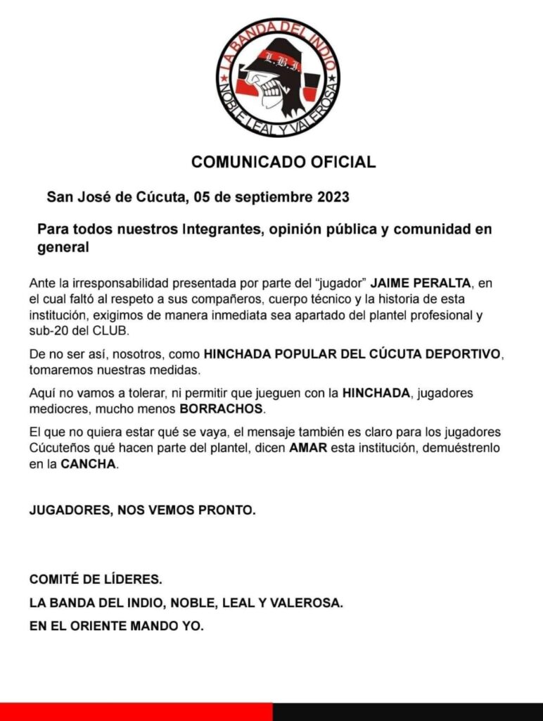 Barra popular Cúcuta amenazó Jaime Peralta