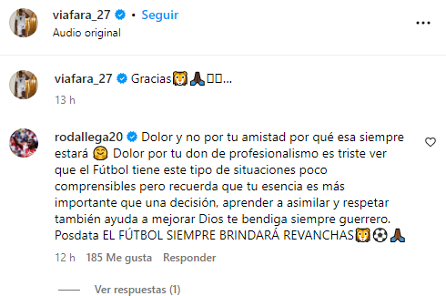 Rodallega dejó emotivo mensaje por la salida de Fabián Viáfara