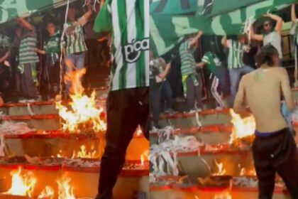 Hinchas de Nacional quemaron una tribuna del Atanasio Girardot