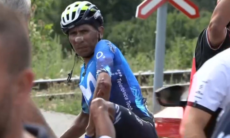 Fuerte caída de Nairo Quintana en la segunda etapa de la Vuelta a Burgos