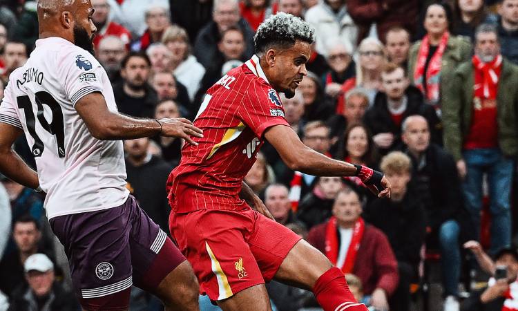 Luis Díaz se reportó con gol en el Liverpool vs Brentford