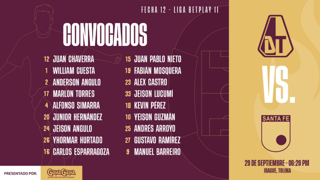 Convocatoria Tolima Santa Fe