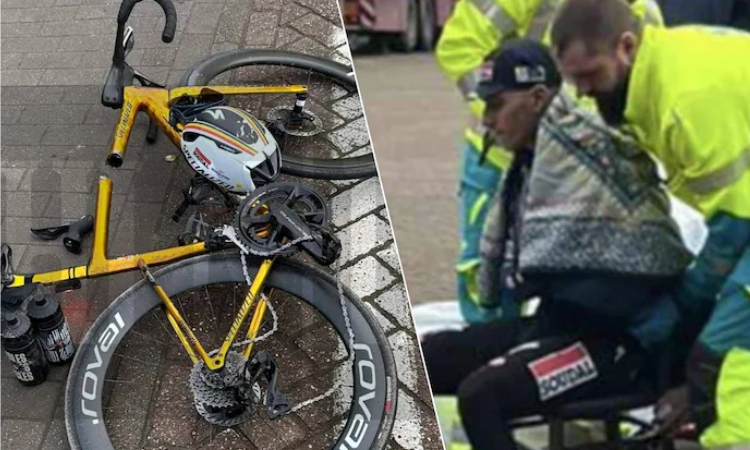 Remco Evenepoel en un hospital tras caerse en un entrenamiento