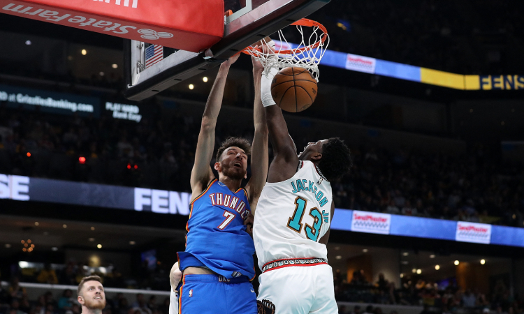 Los Thunder remontan 29 puntos en Memphis tras lesión de Ja Morant