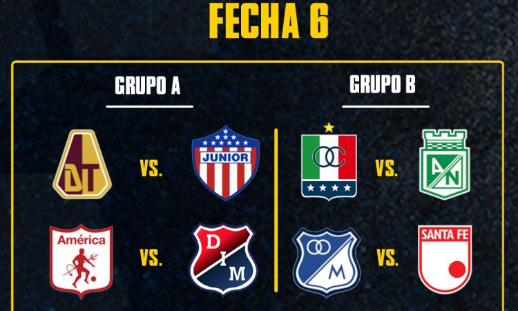 Programación fecha 6 de los cuadrangulares de la Liga BetPlay 2025-I