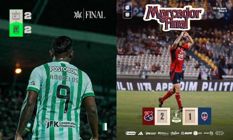 Nacional y Medellín sufrieron, pero se metieron a cuartos de Copa BetPlay
