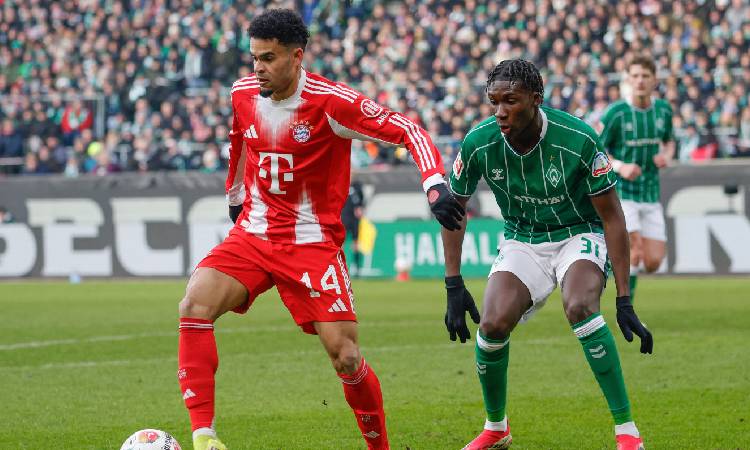 Luis Díaz dio asistencia en la goleada del Bayern al Bremen