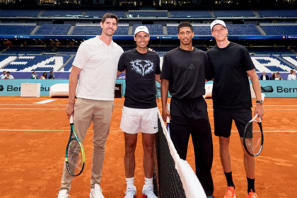 Courtois, Sinner, Bellingham y Nadal jugaron tenis en el Bernabéu